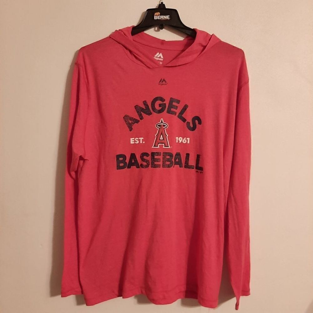 Majestic angels baseball red lightweight pullover hoodie 2xl